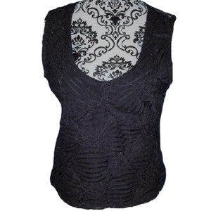 NWOT Baranda Sleeveless Black Silver Tank Top L